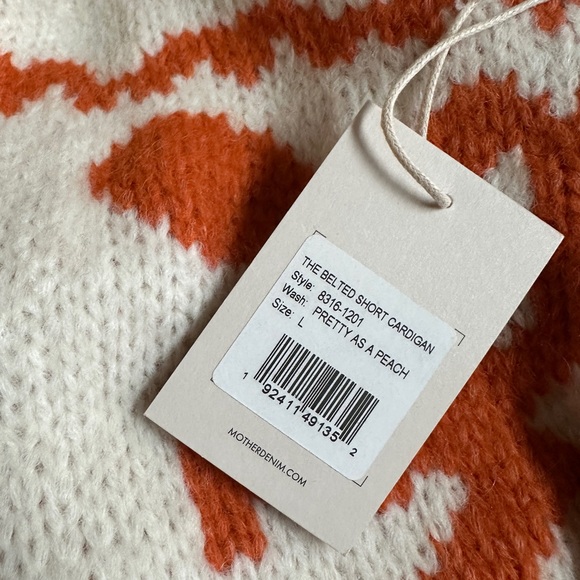 MOTHER The Belted Short Cardigan in Pretty As A Peach Sweater Large - Picture 3 of 3